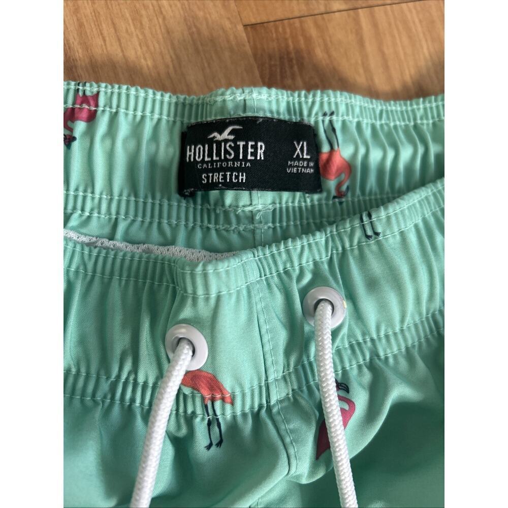 Hollister Men’s Mint Green Flamingo Swim Trunks XL Stretch Beach Vibes Pockets - Picture 4 of 9